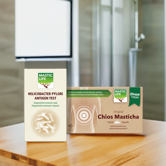 Test kału Helicobacter pylori + Mastyks (set: 1 test, 40 kapsułek)