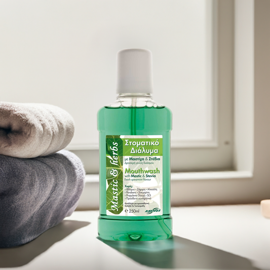 Płyn do płukania ust z mastyksem, stevią i miętą